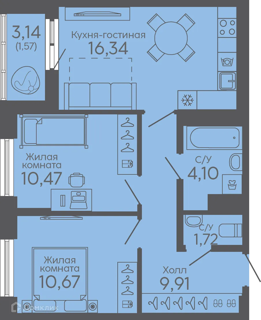 Фото квартиры в ЖК Новокольцовский