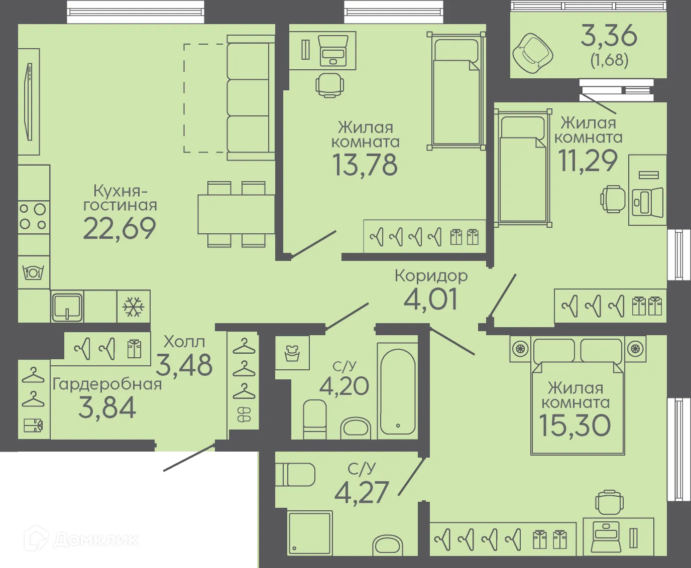 Фото квартиры в ЖК Новокольцовский