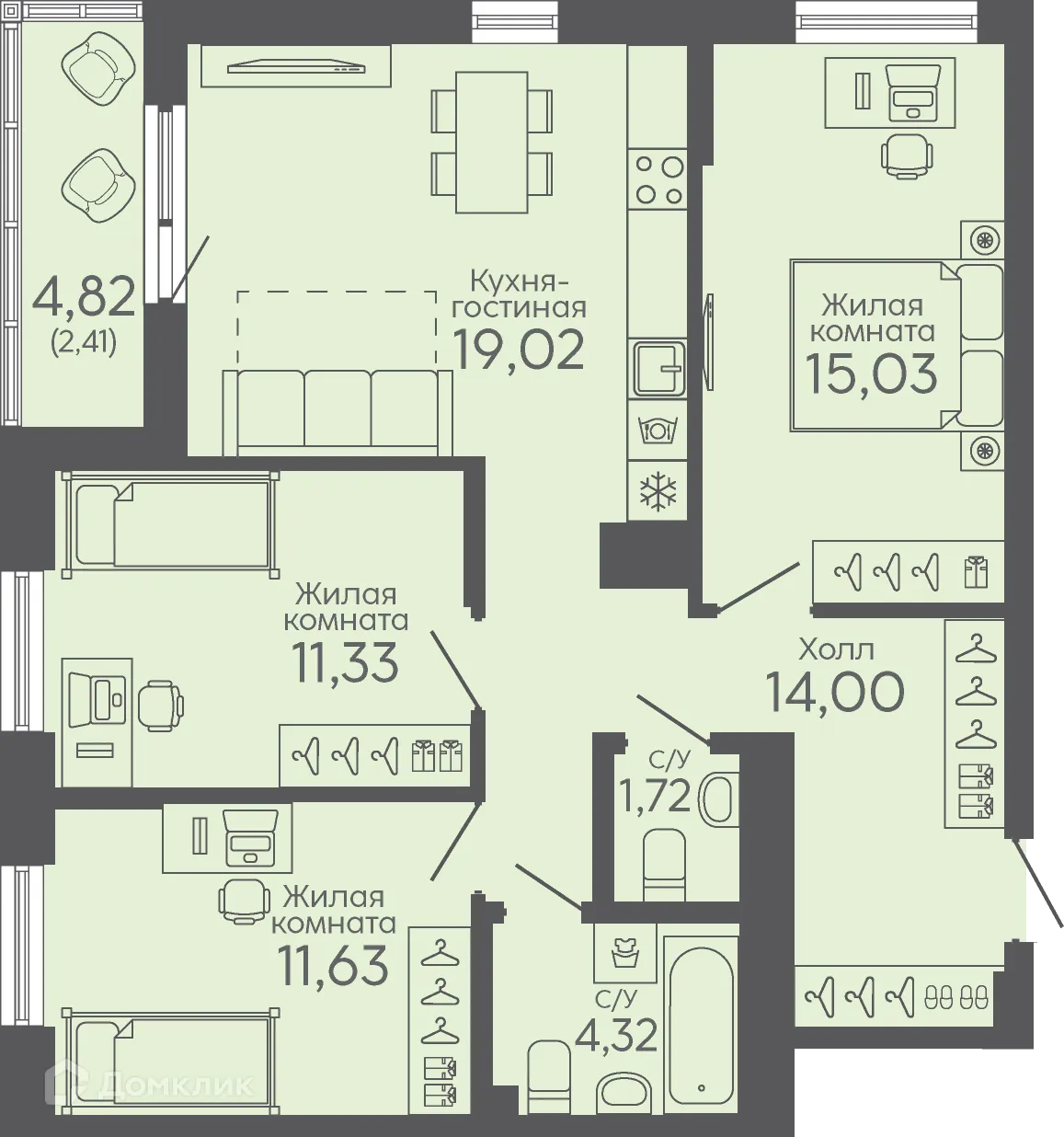 Фото квартиры в ЖК Новокольцовский