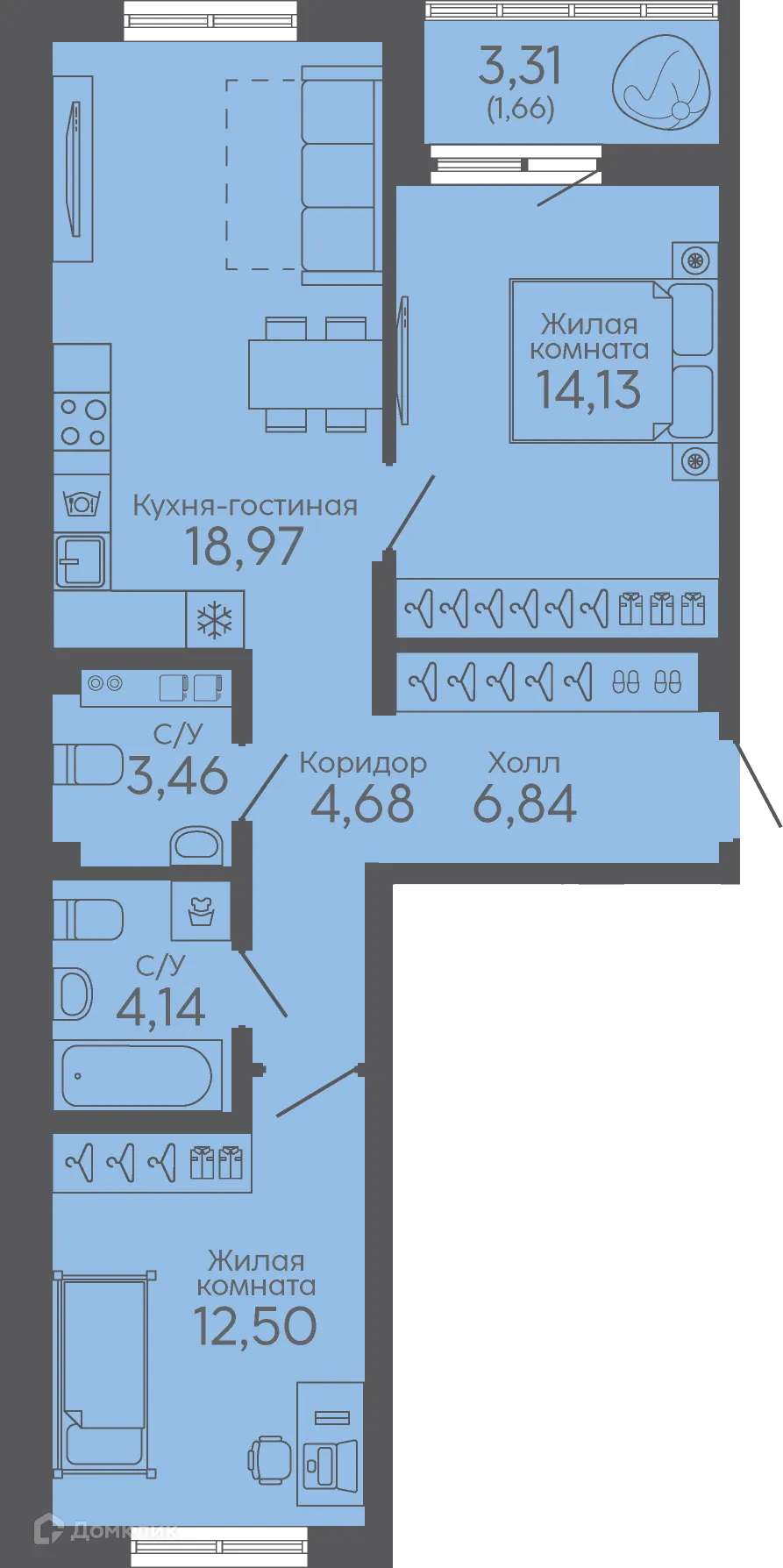 Фото квартиры в ЖК Новокольцовский