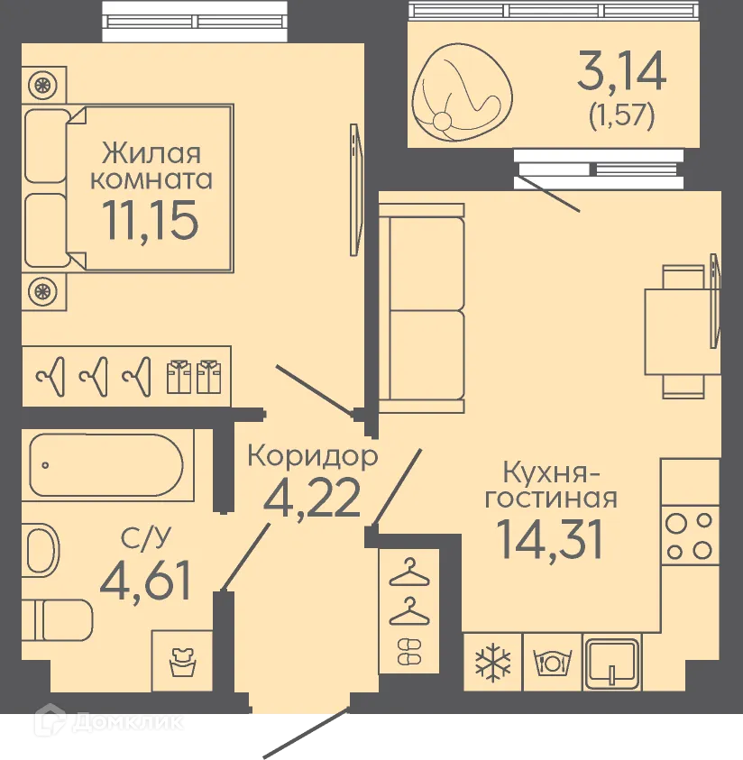 Фото квартиры в ЖК Новокольцовский