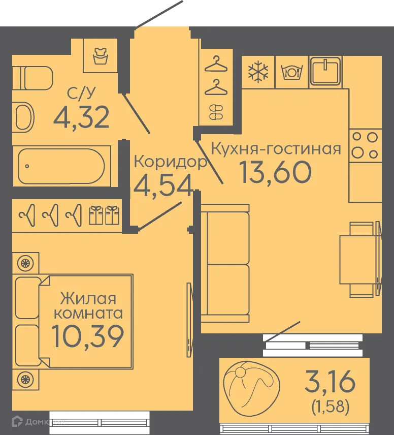 Фото квартиры в ЖК Новокольцовский