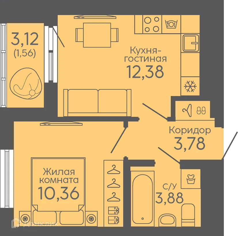 Фото квартиры в ЖК Новокольцовский