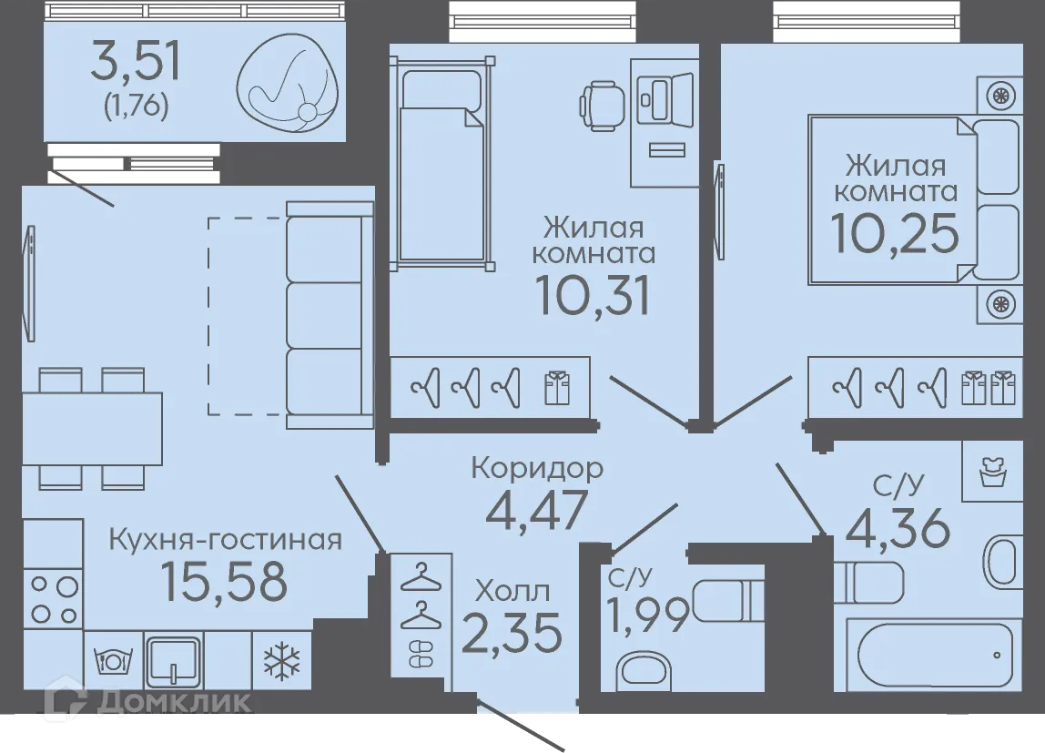 Фото квартиры в ЖК Новокольцовский