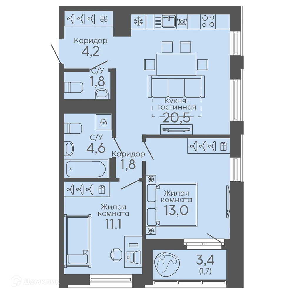 Фото квартиры в ЖК Новокольцовский