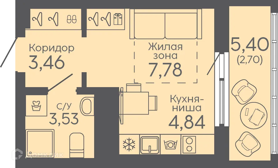 Фото квартиры в ЖК Новокольцовский