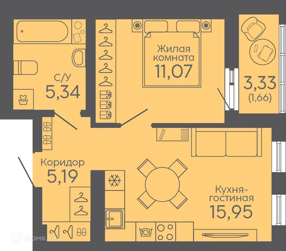 Фото квартиры в ЖК Новокольцовский