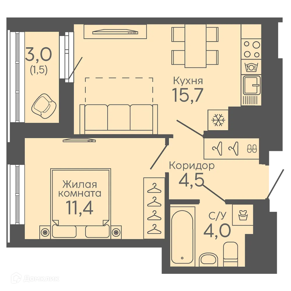 Фото квартиры в ЖК Новокольцовский