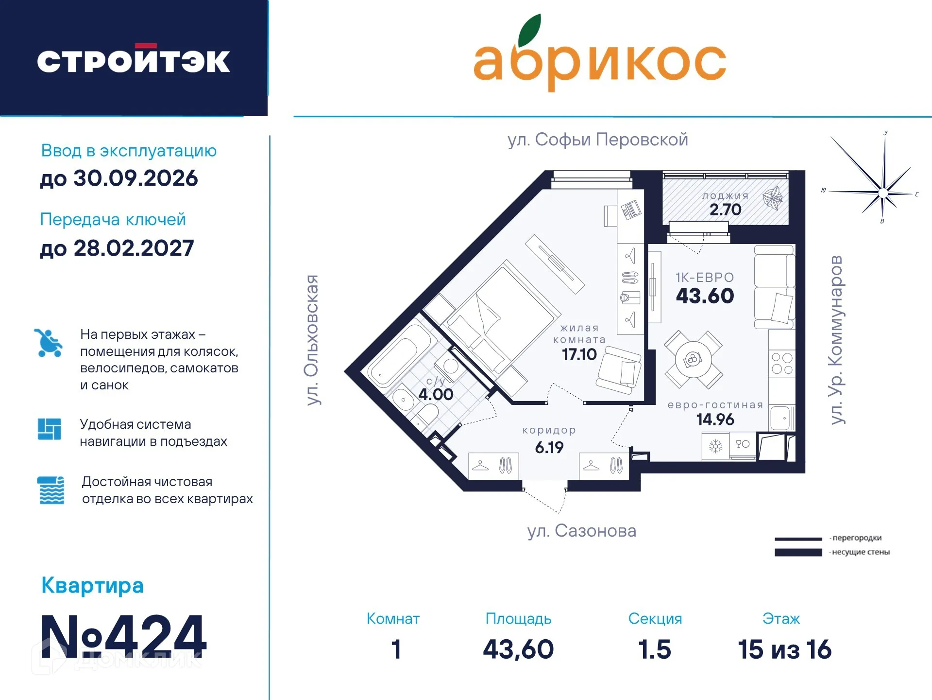 Фото квартиры в ЖК "Абрикос"