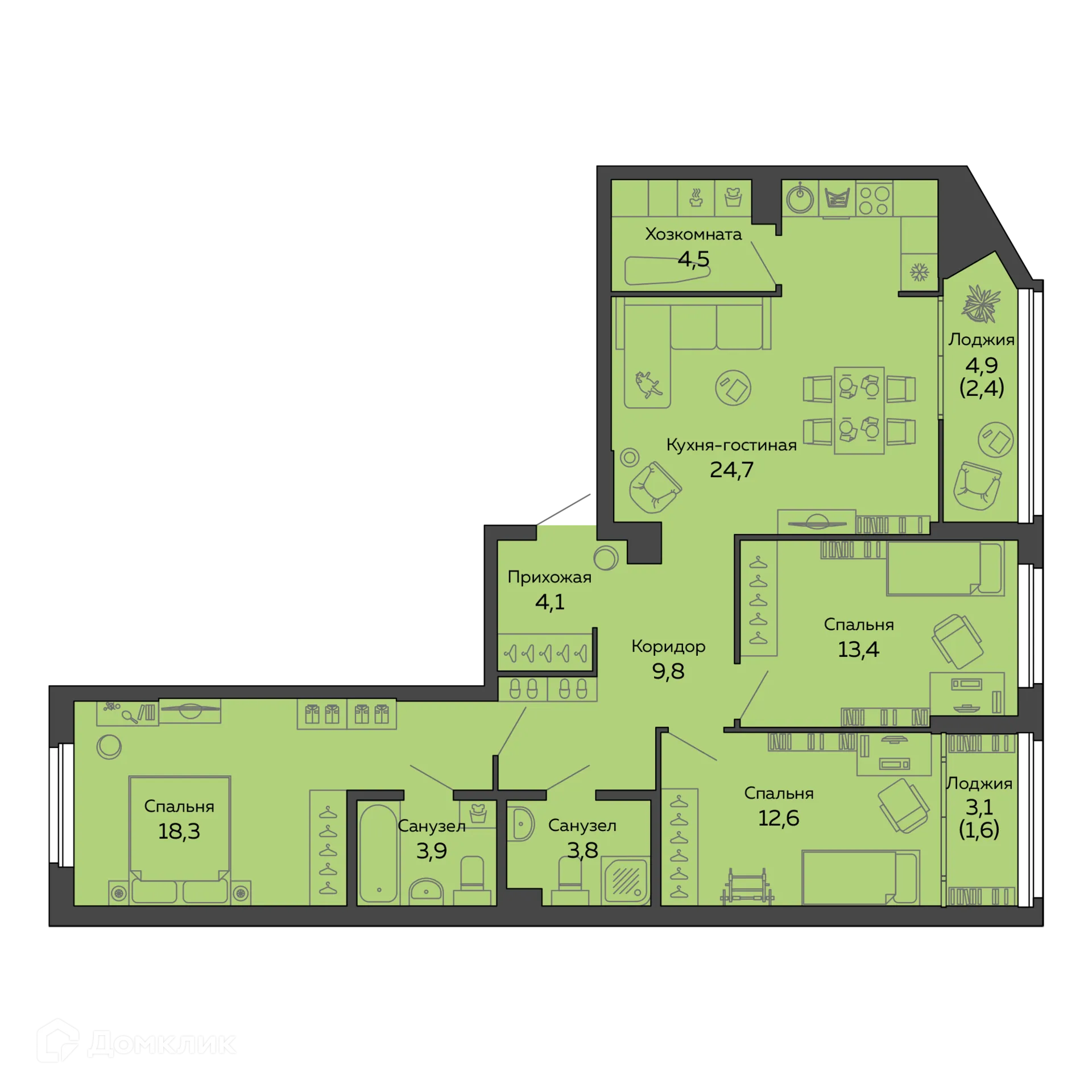 Фото квартиры в ЖК "Botanika Green House (Ботаника Грин Хаус)"
