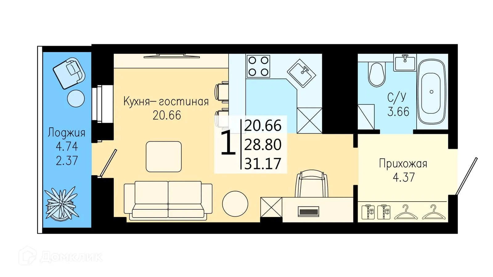 Фото квартиры в ЖК Уютный дом на Дудинской