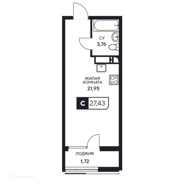 Планировка Студия в ЖК"Центральный"