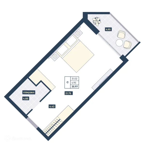 Планировка Студия в ЖК Лучи