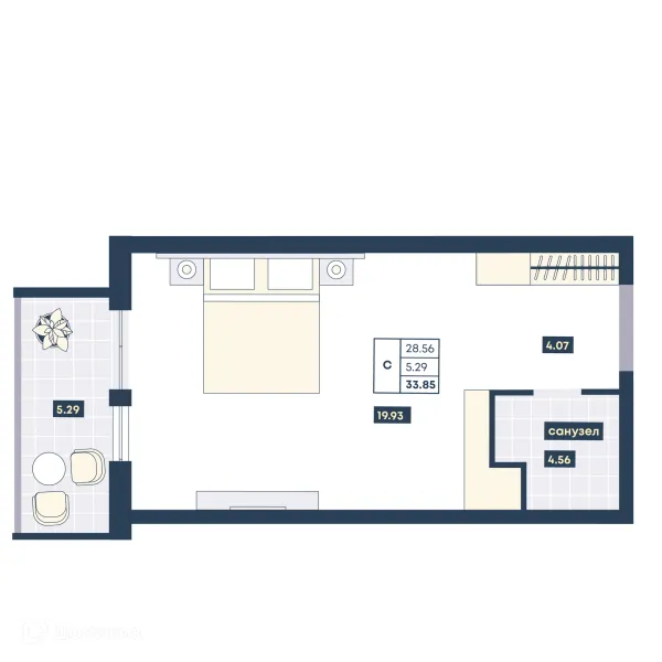 Планировка Студия в ЖК Лучи