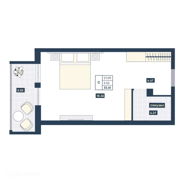 Планировка Студия в ЖК Лучи