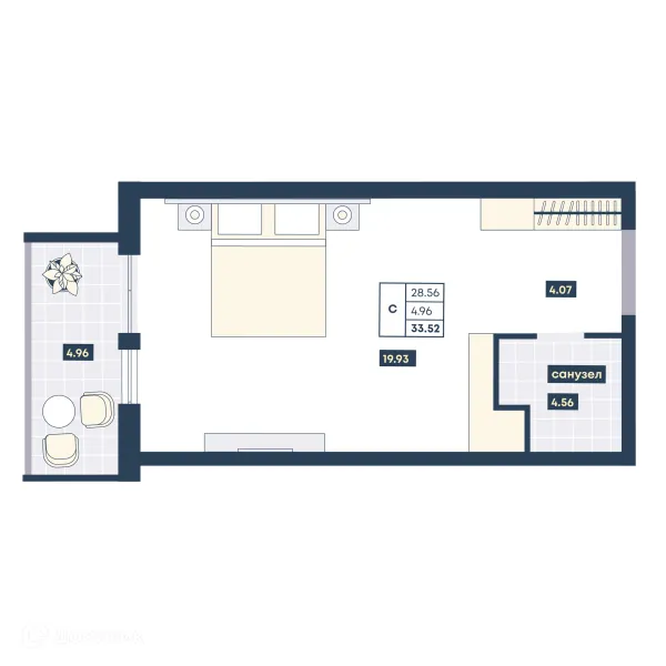 Планировка Студия в ЖК Лучи