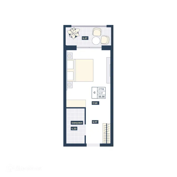 Планировка Студия в ЖК Лучи