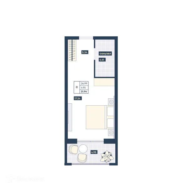 Планировка Студия в ЖК Лучи
