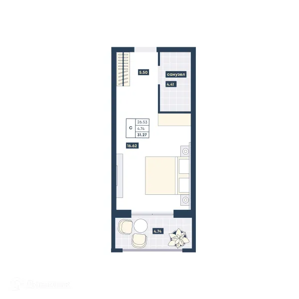 Планировка Студия в ЖК Лучи