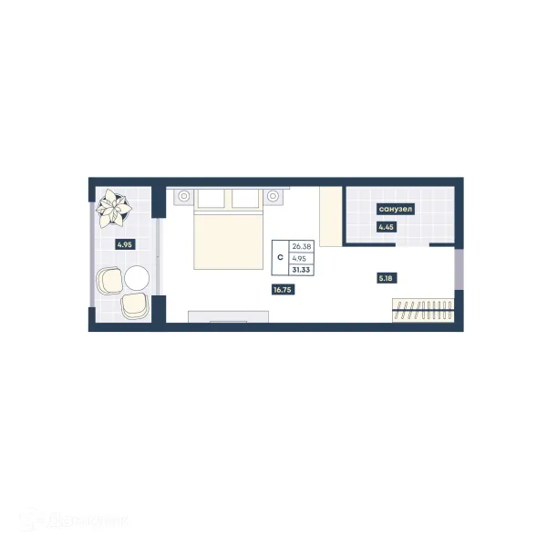 Планировка Студия в ЖК Лучи