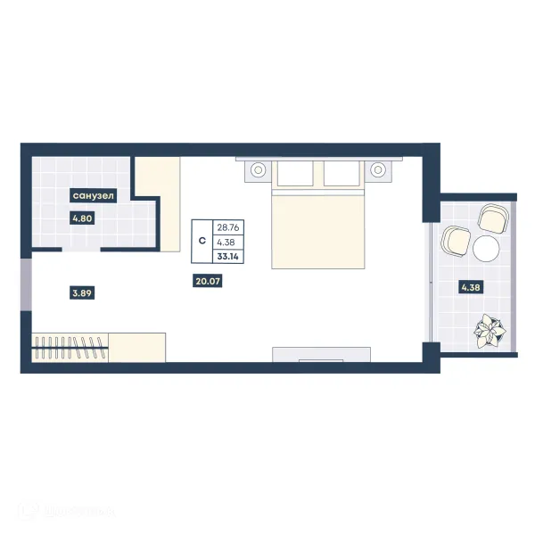 Планировка Студия в ЖК Лучи