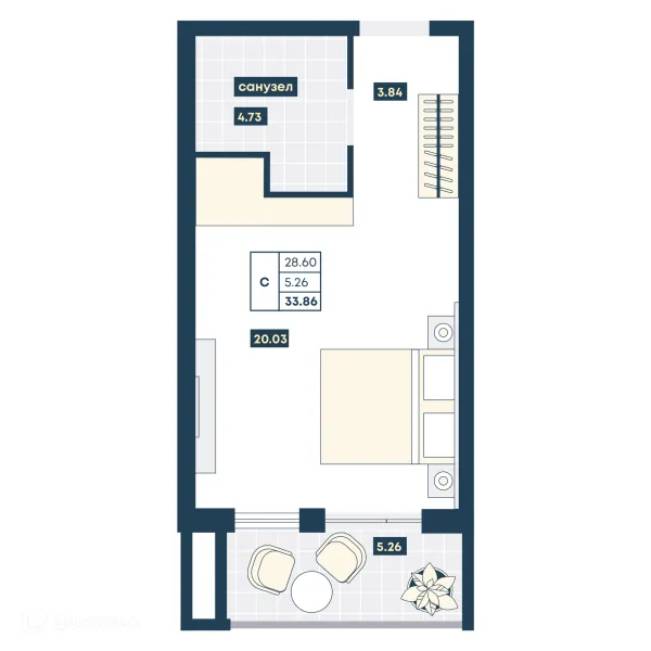 Планировка Студия в ЖК Лучи