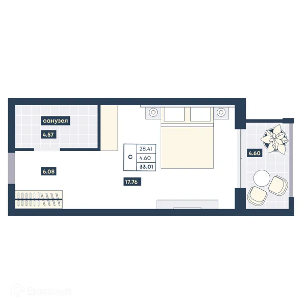 Планировка Студия в ЖК Лучи