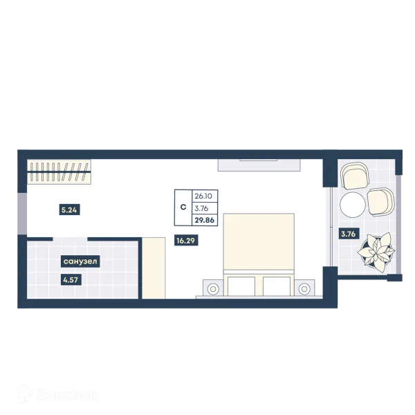 Планировка Студия в ЖК Лучи