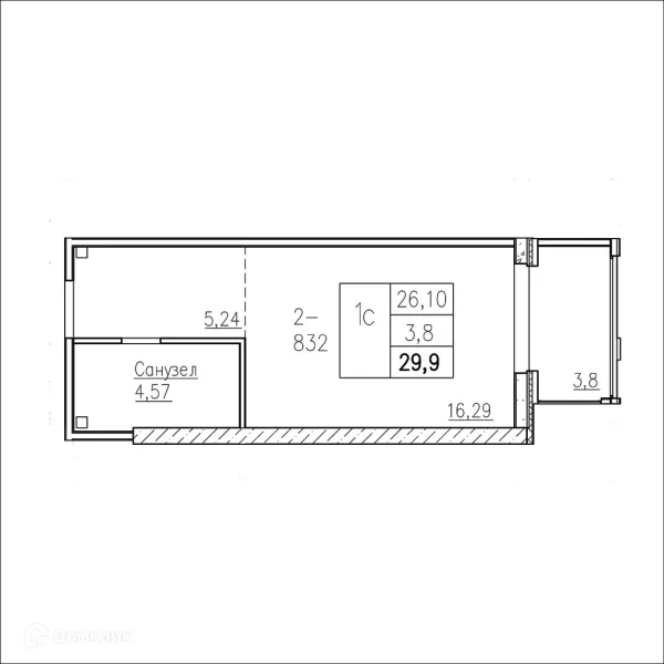 Планировка Студия в ЖК Лучи