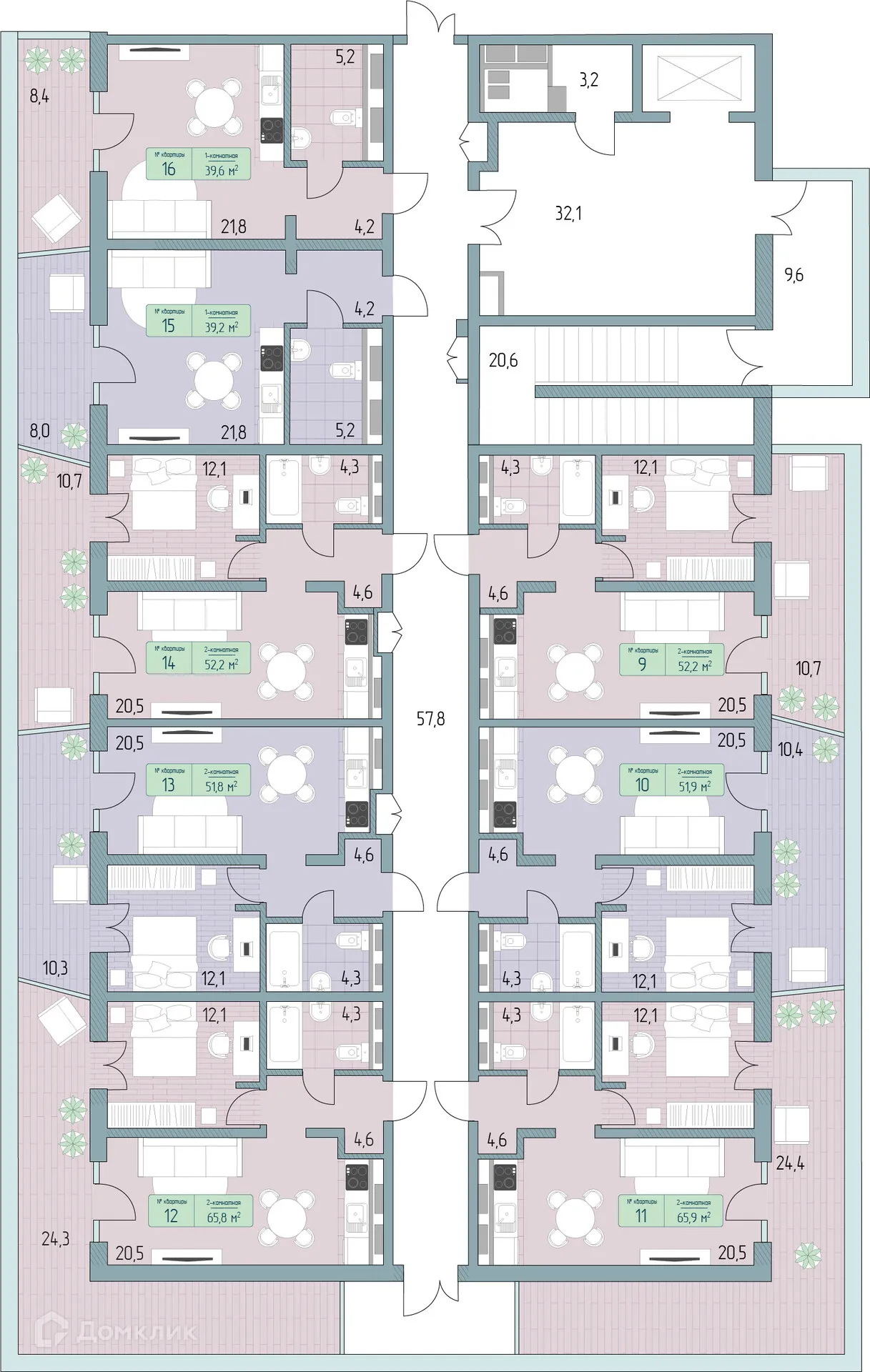 Планировка 2-комнатной квартиры 82.98 м² в ЖК Гостиничный комплекс Морелло, г. Анапа — фото 2