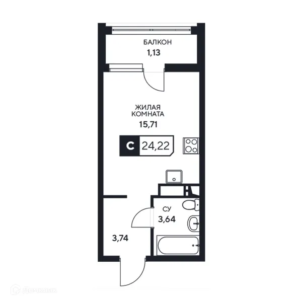 Планировка Студия в ЖК"Центральный"