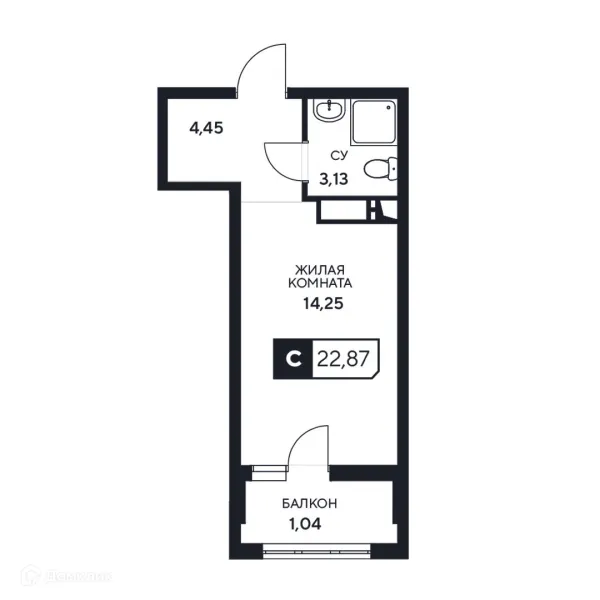 Планировка Студия в ЖК"Центральный"