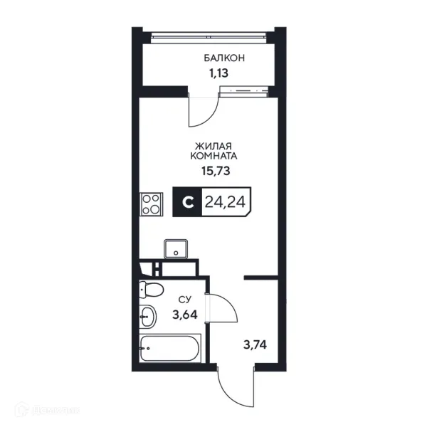 Планировка Студия в ЖК"Центральный"