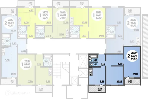 Планировка 2 комн. в ЖК Горгиппия