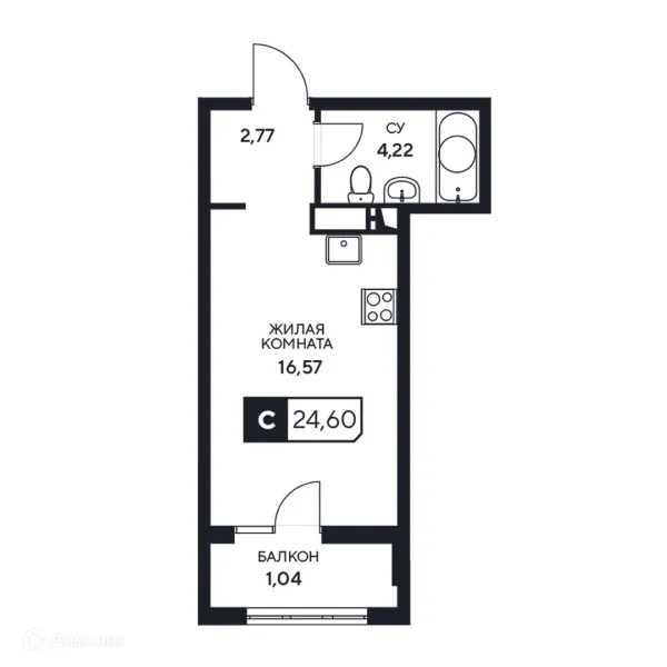 Планировка Студия в ЖК"Центральный"