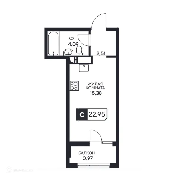 Планировка Студия в ЖК"Центральный"