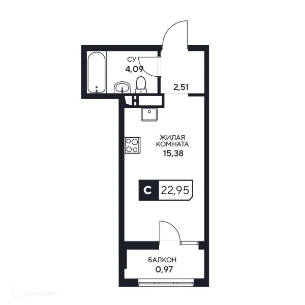 Планировка Студия в ЖК"Центральный"