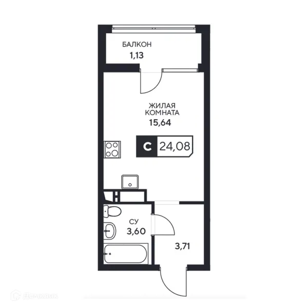 Планировка Студия в ЖК"Центральный"