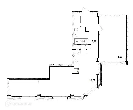 Планировка 1-комнатной квартиры 62.6 м² в ЖК на площади Труда, г. Волжский — фото 1