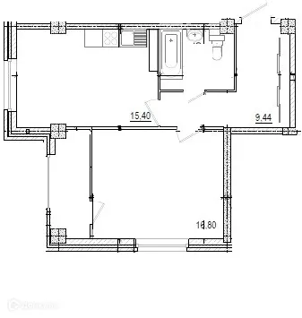 Планировка 1-комнатной квартиры 49.5 м² в ЖК на площади Труда, г. Волжский — фото 1