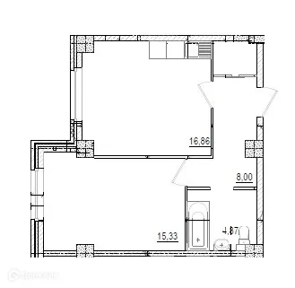 Планировка 1-комнатной квартиры 45.1 м² в ЖК на площади Труда, г. Волжский — фото 1