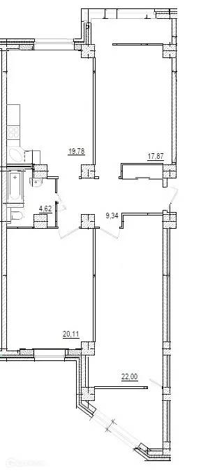 Планировка 3-комнатной квартиры 98.7 м² в ЖК на площади Труда, г. Волжский — фото 1