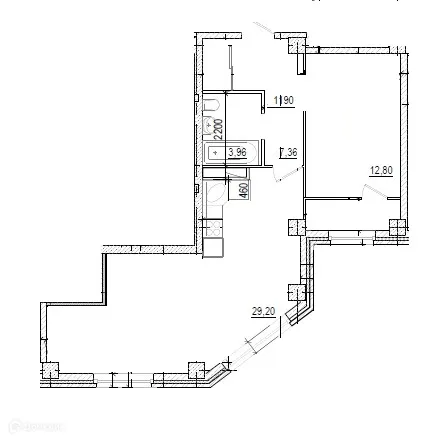 Планировка 1-комнатной квартиры 54.7 м² в ЖК на площади Труда, г. Волжский — фото 1