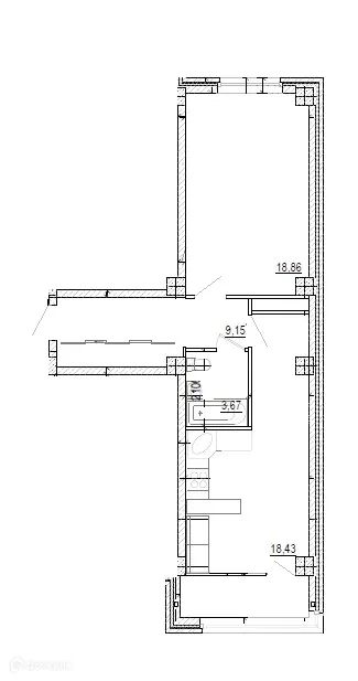 Планировка 1-комнатной квартиры 51.2 м² в ЖК на площади Труда, г. Волжский — фото 1