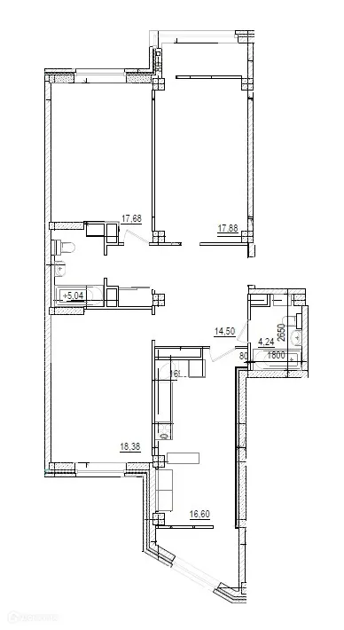 Планировка 3-комнатной квартиры 98.3 м² в ЖК на площади Труда, г. Волжский — фото 1