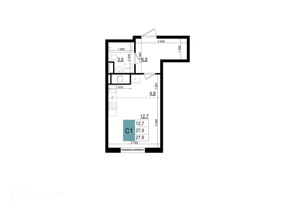 Планировка Студия в ЖК ОДИНЦОВО СИТИ