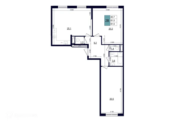 Планировка 2 комн. в ЖК ОДИНЦОВО СИТИ