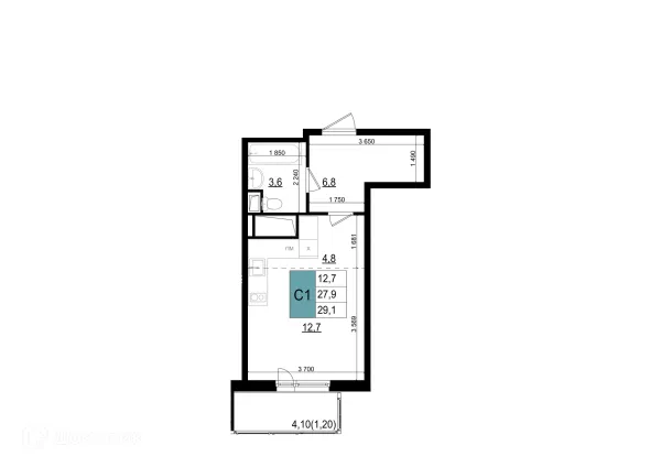 Планировка Студия в ЖК ОДИНЦОВО СИТИ