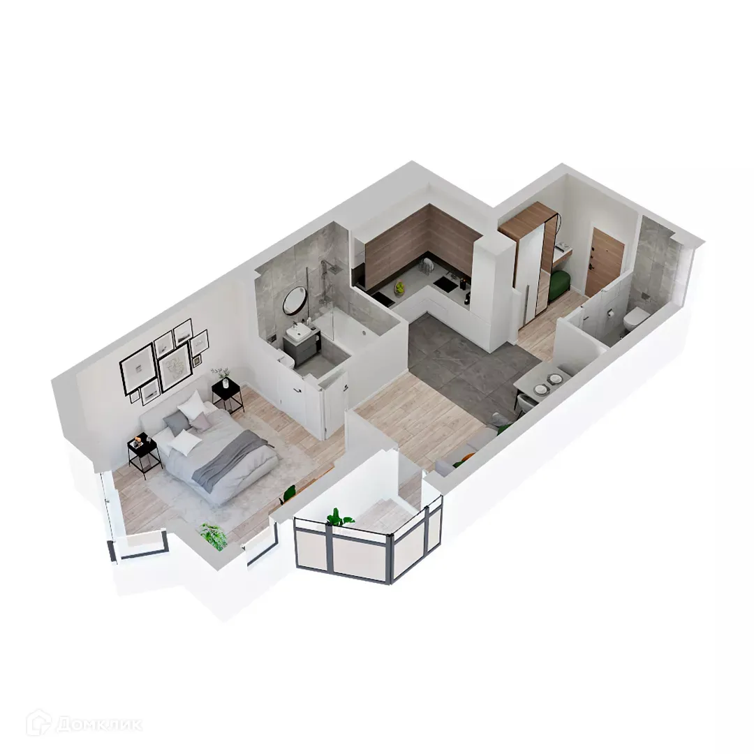 Планировка 1-комнатной квартиры 36.8 м² в ЖК МУРИНО КЛАБ, г. Мурино — фото 3