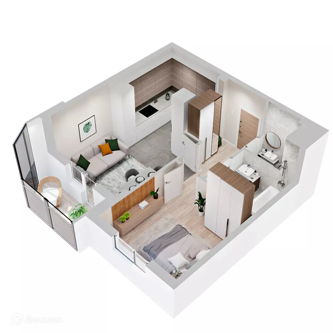 Планировка 1-комнатной квартиры 36.2 м² в ЖК МУРИНО КЛАБ, г. Мурино — фото 2